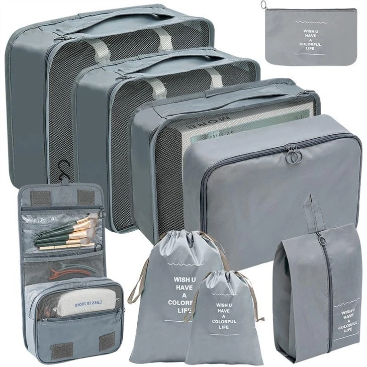 9pcs Travel Luggage Packing Cubes Toiletries Pouch Sets Supplier